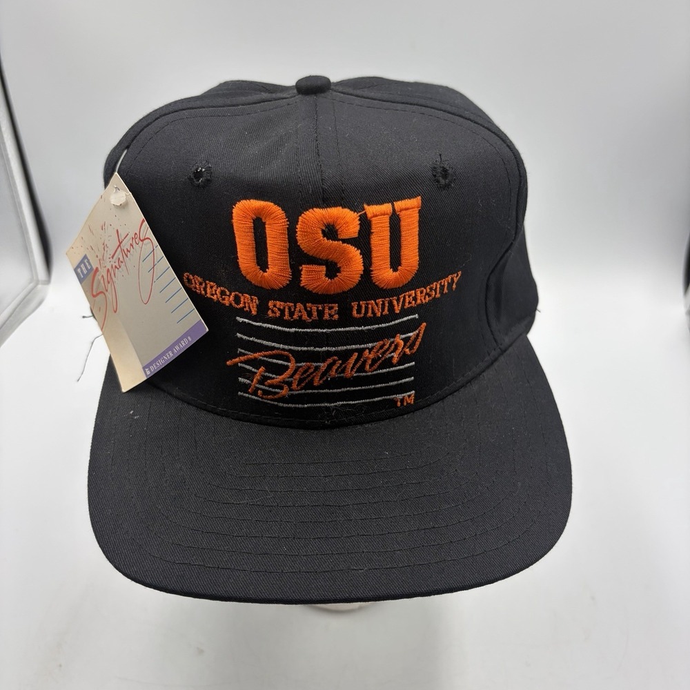 Vintage Oregon State University Beavers OSU‎ Snapback Hat Black NCAA Signatures